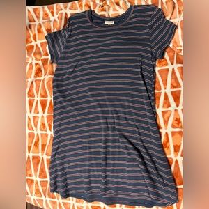 Large blue and red striped t-shirt dress